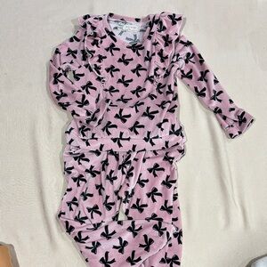 Pink Ruffle  Set with Black Bow Pattern